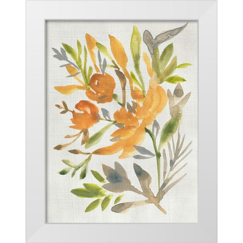 Butterscotch Bouquet I White Modern Wood Framed Art Print by Zarris, Chariklia