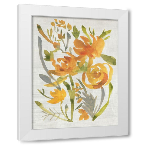 Butterscotch Bouquet II White Modern Wood Framed Art Print by Zarris, Chariklia