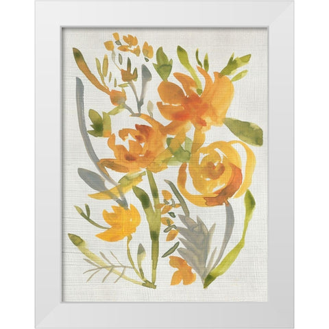 Butterscotch Bouquet II White Modern Wood Framed Art Print by Zarris, Chariklia