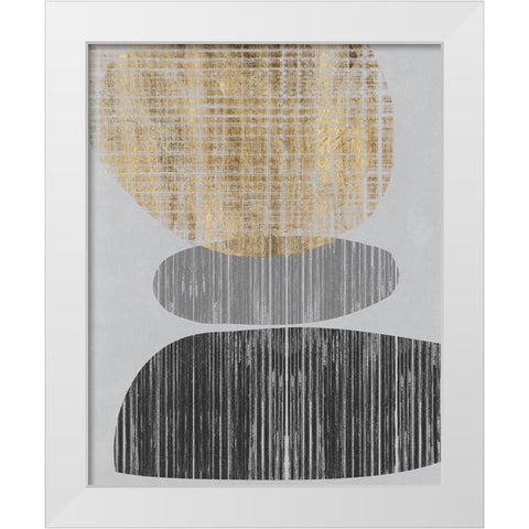 Gilded Shapes I White Modern Wood Framed Art Print by Goldberger, Jennifer