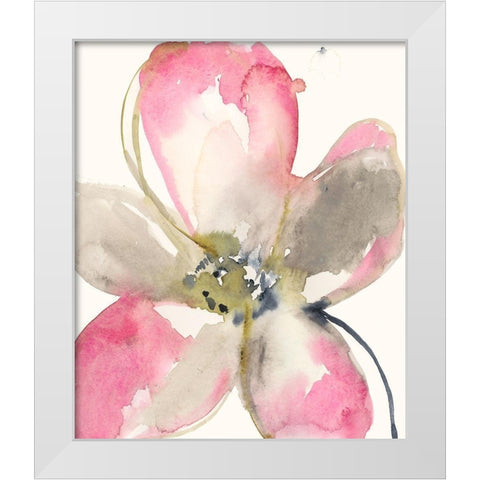 Magenta Petals I White Modern Wood Framed Art Print by Goldberger, Jennifer
