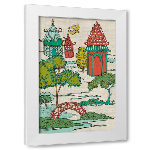 Pagoda Landscape I White Modern Wood Framed Art Print by Zarris, Chariklia