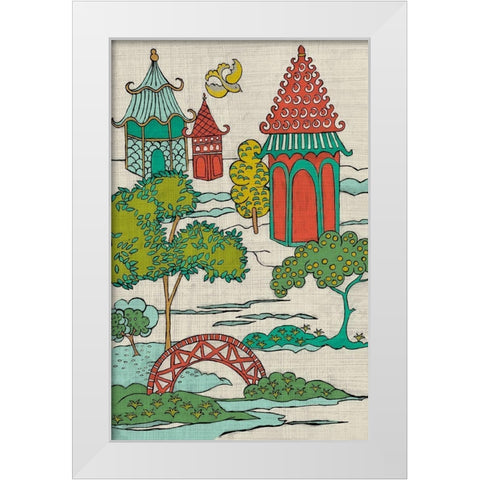 Pagoda Landscape I White Modern Wood Framed Art Print by Zarris, Chariklia