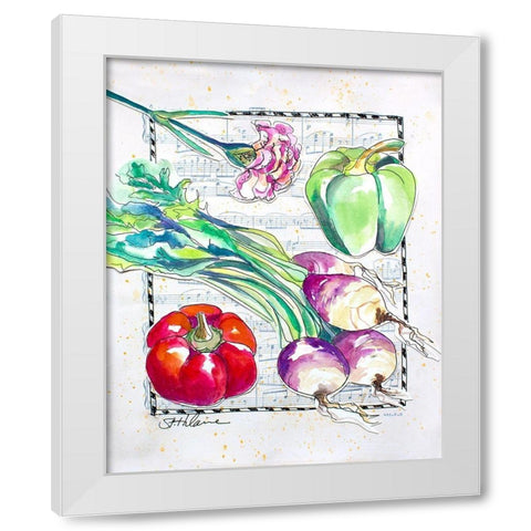 Kitchen Veggies I White Modern Wood Framed Art Print by St. Hilaire, Elizabeth