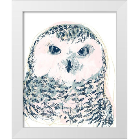Funky Owl Portrait IV White Modern Wood Framed Art Print by Vess, June Erica