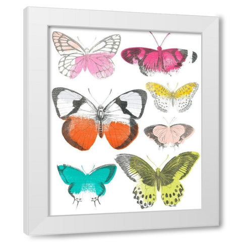 Chromatic Butterflies I White Modern Wood Framed Art Print by Vess, June Erica