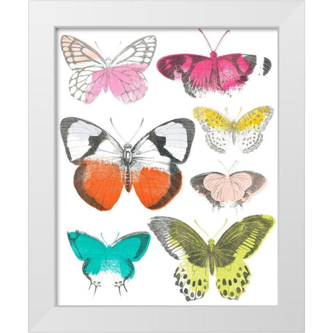 Chromatic Butterflies I White Modern Wood Framed Art Print by Vess, June Erica