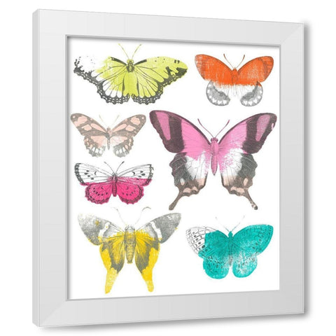 Chromatic Butterflies II White Modern Wood Framed Art Print by Vess, June Erica