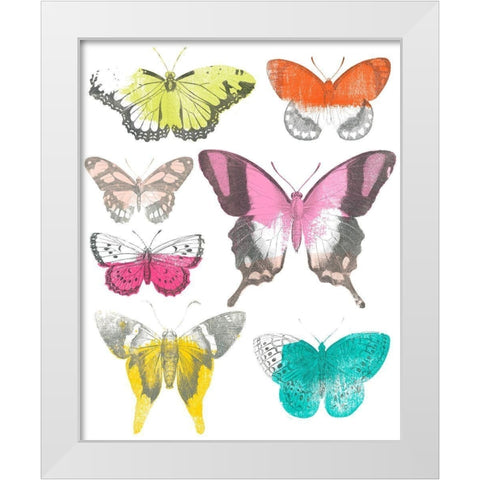 Chromatic Butterflies II White Modern Wood Framed Art Print by Vess, June Erica