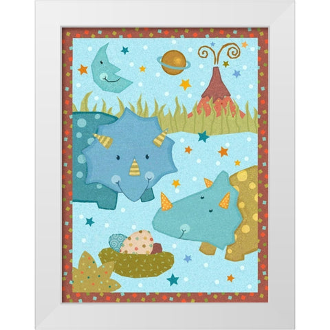 Dino Friends I White Modern Wood Framed Art Print by Eisner, Viv