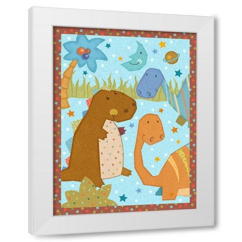 Dino Friends II White Modern Wood Framed Art Print by Eisner, Viv