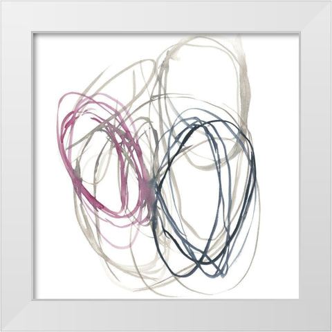 Magenta Rounds I White Modern Wood Framed Art Print by Goldberger, Jennifer