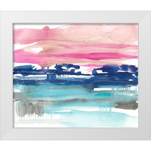 Indigo Sunset II White Modern Wood Framed Art Print by Goldberger, Jennifer