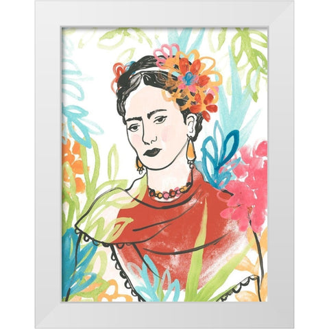 Portrait of Frida  I White Modern Wood Framed Art Print by Vess, June Erica