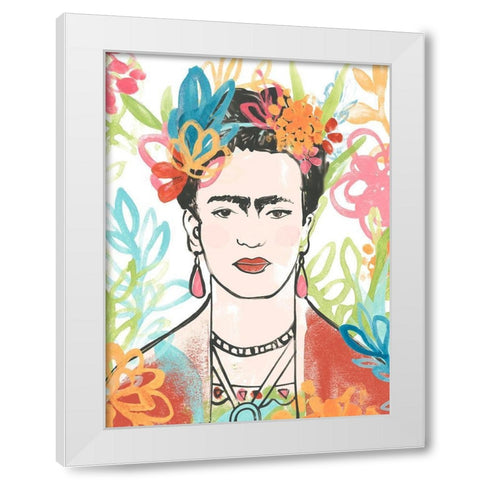 Portrait of Frida  II White Modern Wood Framed Art Print by Vess, June Erica