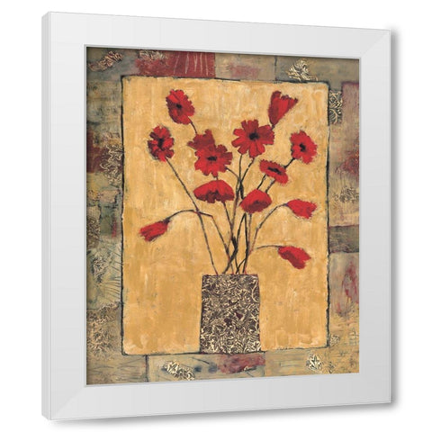Blooms in Border III White Modern Wood Framed Art Print by Bagnato, Judi