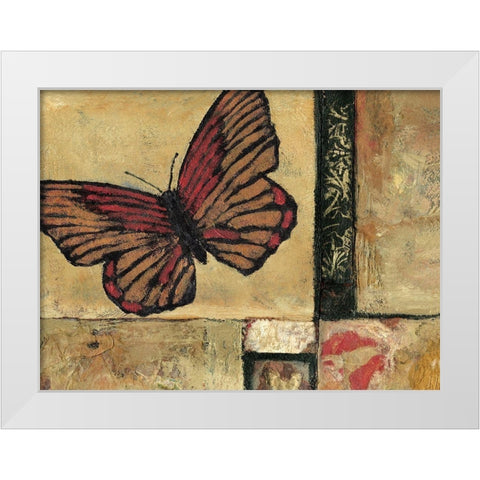 Butterfly in Border I White Modern Wood Framed Art Print by Bagnato, Judi