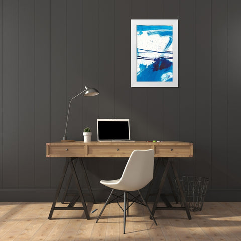 Blue Mystic I White Modern Wood Framed Art Print by Combs, Joyce