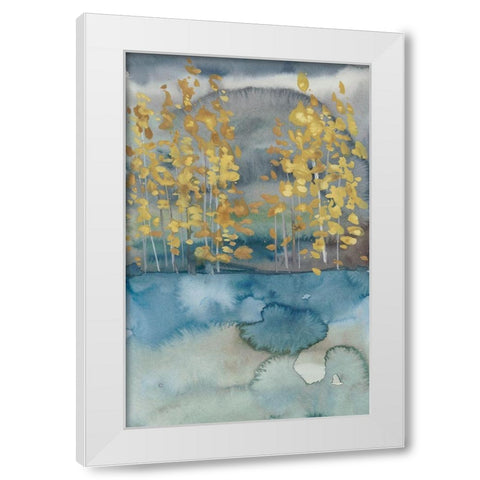 Golden Trees I White Modern Wood Framed Art Print by Zarris, Chariklia