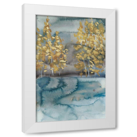 Golden Trees II White Modern Wood Framed Art Print by Zarris, Chariklia