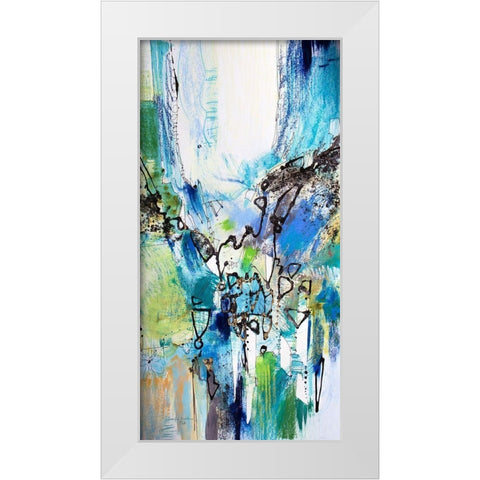 Blue and Green III White Modern Wood Framed Art Print by Gardner, Jennifer