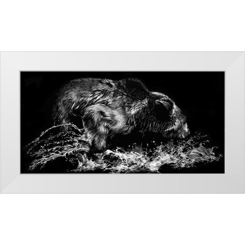 Theres a Fish Here White Modern Wood Framed Art Print by Chapman, Julie T.