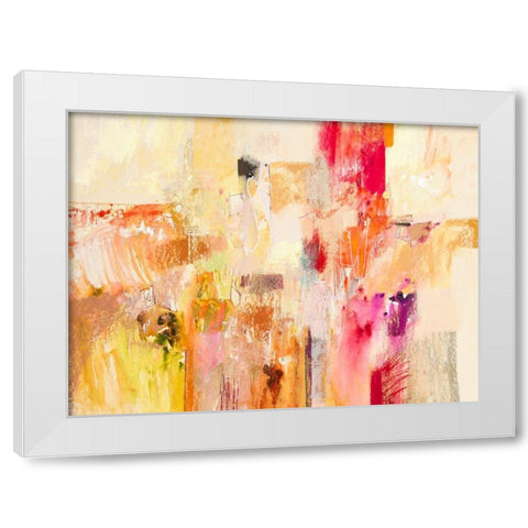 Red And Gold Abstract II White Modern Wood Framed Art Print by Gardner, Jennifer