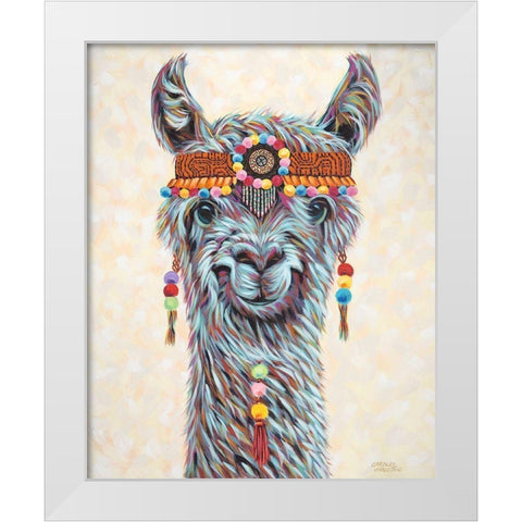 Hippie Llama I White Modern Wood Framed Art Print by Vitaletti, Carolee