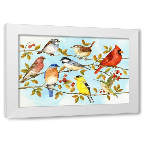 Birds and Berries V White Modern Wood Framed Art Print by Maday, Jane