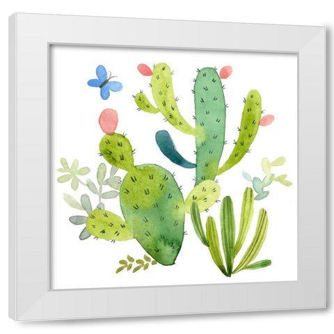 Happy Cactus II White Modern Wood Framed Art Print by Maday, Jane
