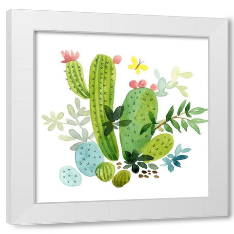 Happy Cactus III White Modern Wood Framed Art Print by Maday, Jane