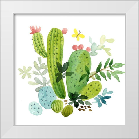 Happy Cactus III White Modern Wood Framed Art Print by Maday, Jane
