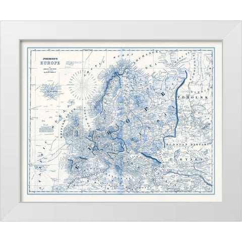 Europe in Shades of Blue White Modern Wood Framed Art Print by Vision Studio