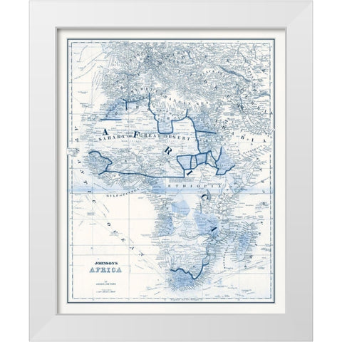 Africa in Shades of Blue White Modern Wood Framed Art Print by Vision Studio