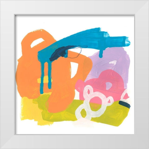 Shorthand V White Modern Wood Framed Art Print by Vess, June Erica