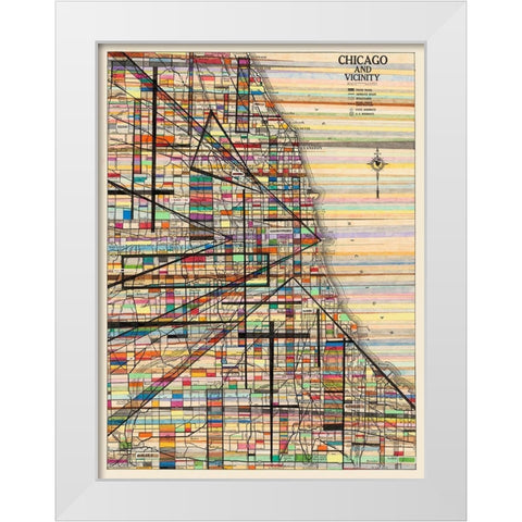 Modern Map of Chicago White Modern Wood Framed Art Print by Galapon, Nikki