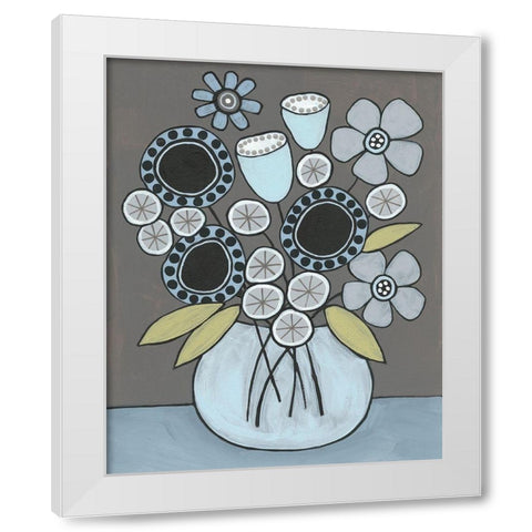 Happy Garden Flowers I White Modern Wood Framed Art Print by Moore, Regina
