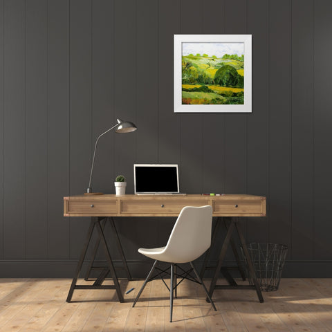 Lacey Green White Modern Wood Framed Art Print by Friedlander, Allan