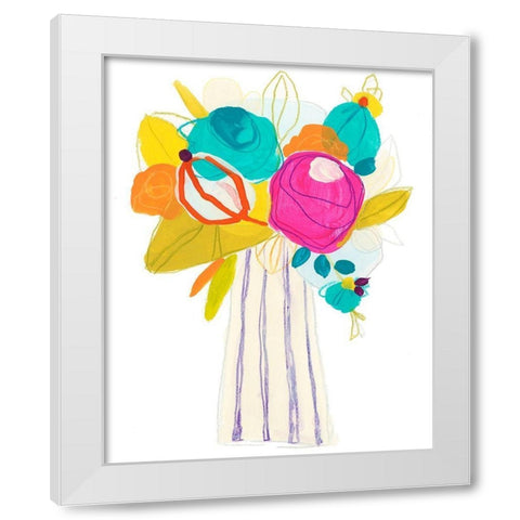 Floral Fiesta I White Modern Wood Framed Art Print by Vess, June Erica