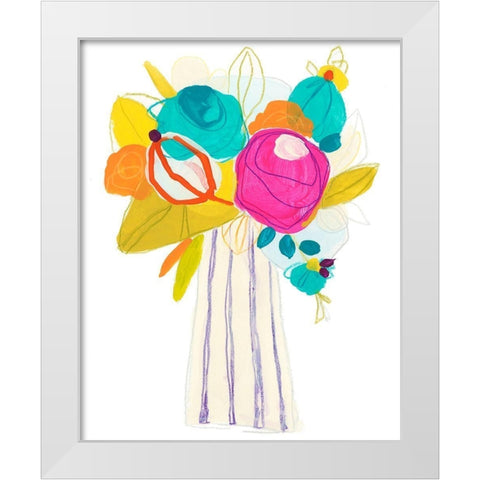 Floral Fiesta I White Modern Wood Framed Art Print by Vess, June Erica
