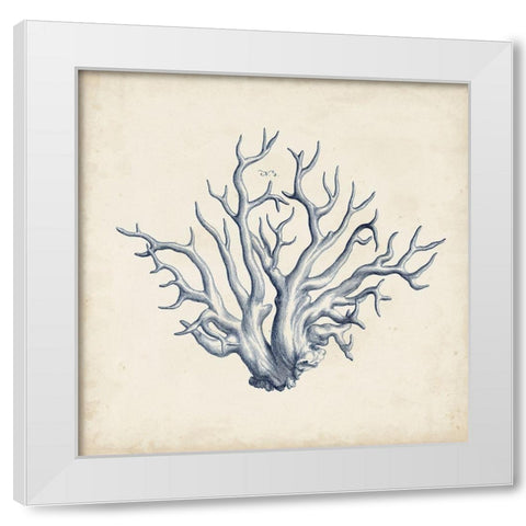 Coral Trio in Indigo II White Modern Wood Framed Art Print by Vision Studio