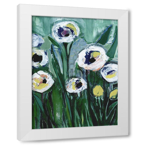 Modern White Floral V White Modern Wood Framed Art Print by Daavettila, Tara