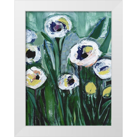 Modern White Floral V White Modern Wood Framed Art Print by Daavettila, Tara