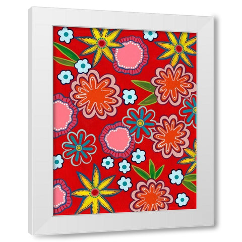 Bright Flowers I White Modern Wood Framed Art Print by Moore, Regina