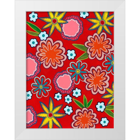 Bright Flowers I White Modern Wood Framed Art Print by Moore, Regina