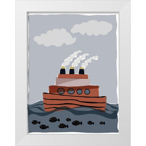 Oceans Ahoy I White Modern Wood Framed Art Print by Delamater, Rob