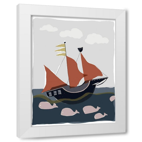 Oceans Ahoy II White Modern Wood Framed Art Print by Delamater, Rob