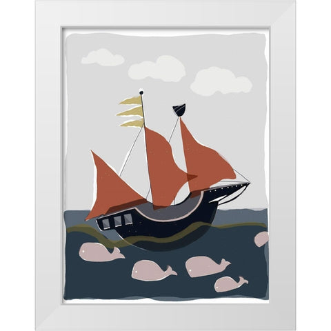 Oceans Ahoy II White Modern Wood Framed Art Print by Delamater, Rob