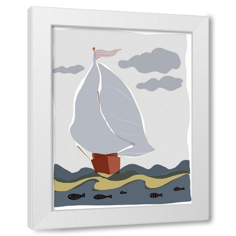 Oceans Ahoy III White Modern Wood Framed Art Print by Delamater, Rob