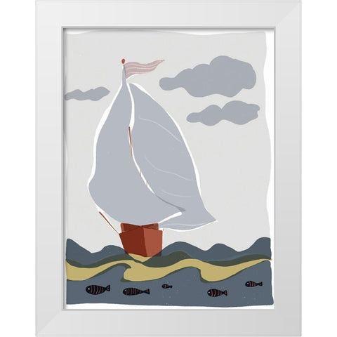Oceans Ahoy III White Modern Wood Framed Art Print by Delamater, Rob